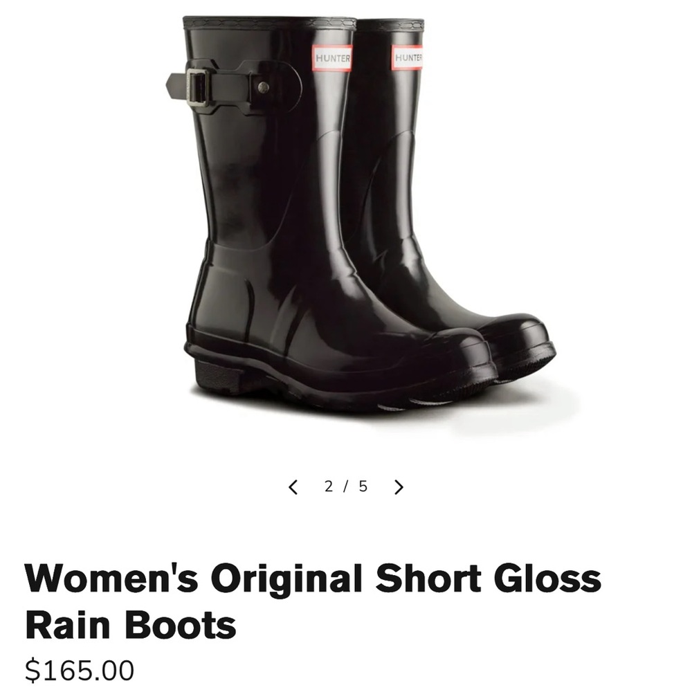 Hunter Women's Black Gloss Rain Boots Size 7